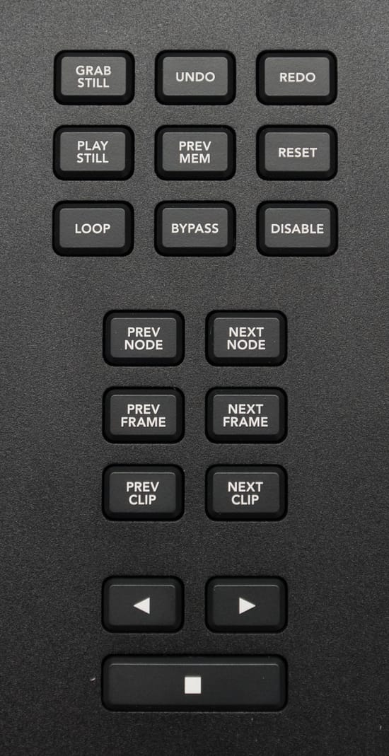 Close up of the button group to the right of the trackballs