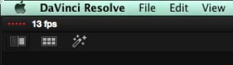 The frame rate indicator in DaVinci Resolve