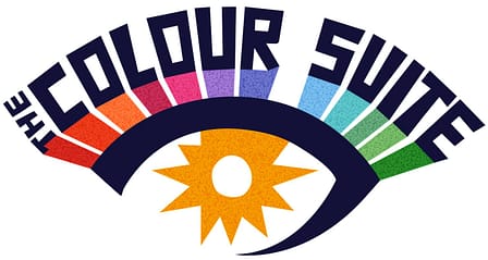 logo for The Colour Suite, a rainbow themed eyeball