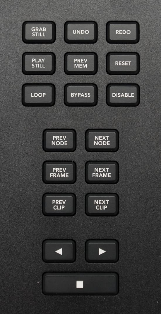 Close up of the button group to the right of the trackballs