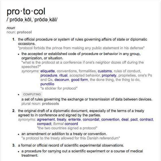 The Google Definition of the word 'Protocol'
