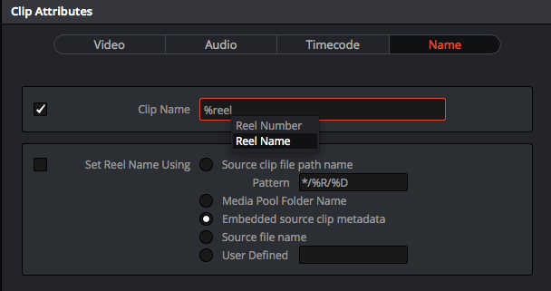 Setting the Reel Name