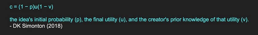 a mathematical formula to define creativity