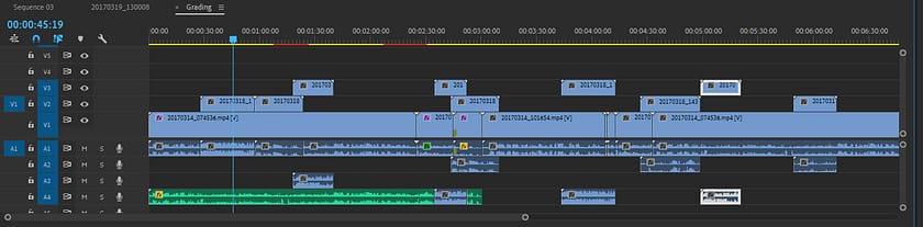 The same sequence, simplified and ready for color correction.