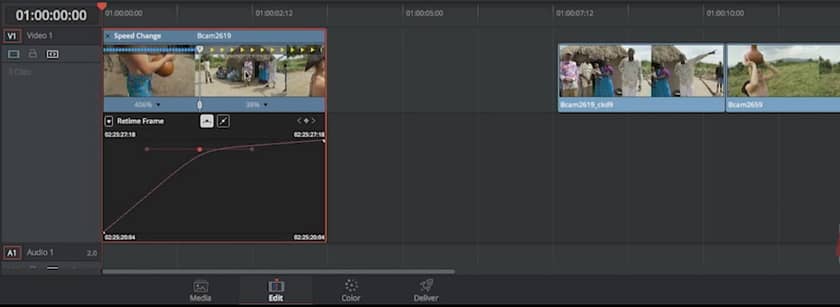 Clip Retiming Controls in Resolve 12.5
