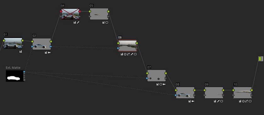 An external matte feeding multiple Key Inputs.