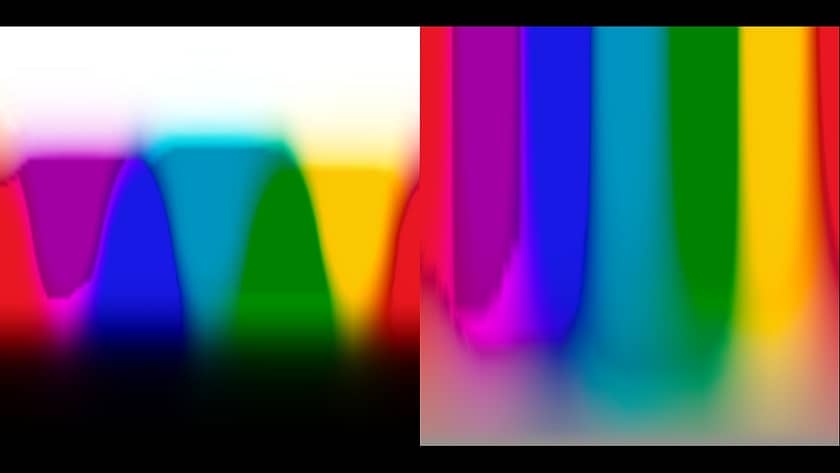 High-End Kodak Film Emulation LUT applied to Smooth Color Gradient Test Chart. Artifacts and color noise are visible.