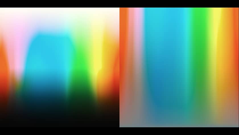 A 3rd-party creative look LUT applied to the Smooth Color Gradient Chart. Some minor artifacts visible in blue and green hues.