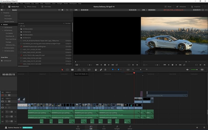 The DaVinci Resolve 14 Edit Page Timeline