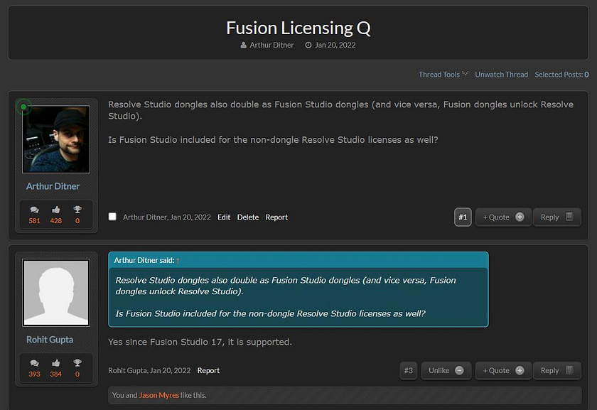 Blackmagic's Rohit Gupta confirms that Resolve 17 Studio licenses also enable Fusion Studio 17.