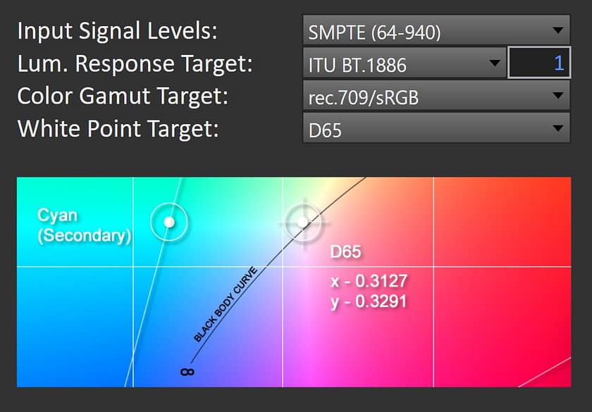 CalMAN Studio Calibration Standard for LCDs in Rec 709