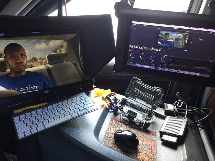 DIT Kit Van Setup Monitors and Keyboard on seatback