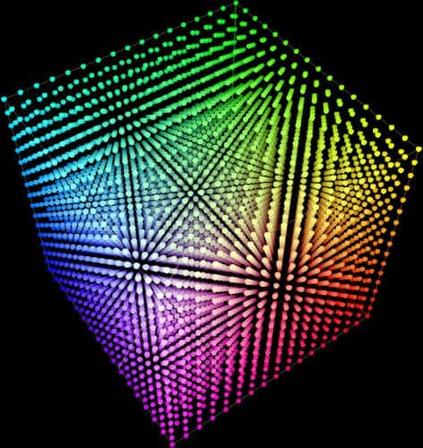 a 3D LUT illustrated as a three-dimensional cube.