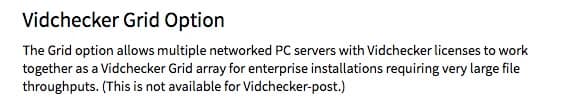 Details of Vidchecker Grid, from Telestream's website.