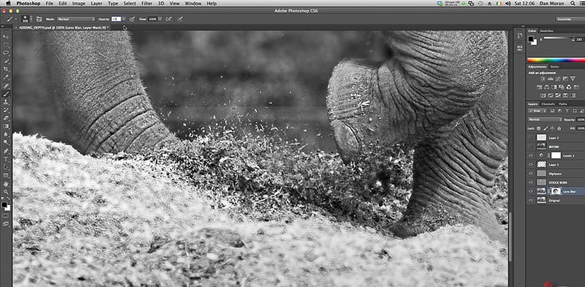 Adding Depth-of-Field Using Selective Sharpening and Blurring