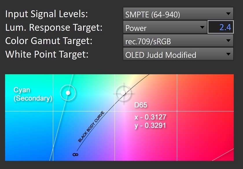 CalMAN Studio Calibration Standard for RGB OLED in Rec 709