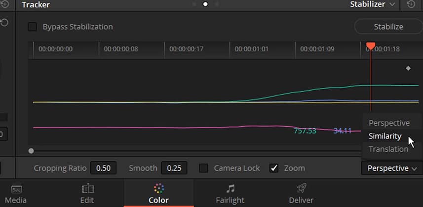 image stabilization davinci resolve 17