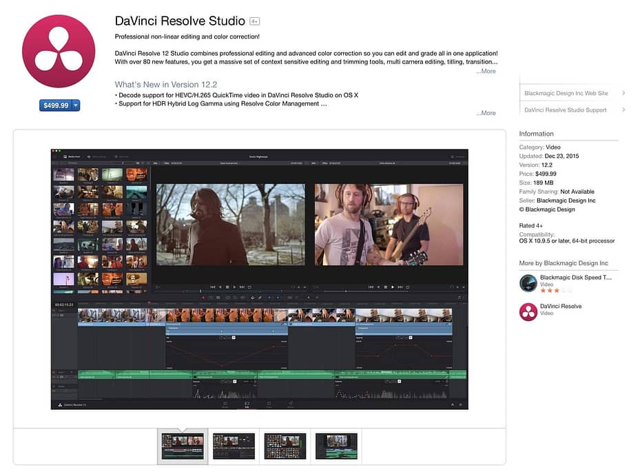 davinci resolve 17 studio cost