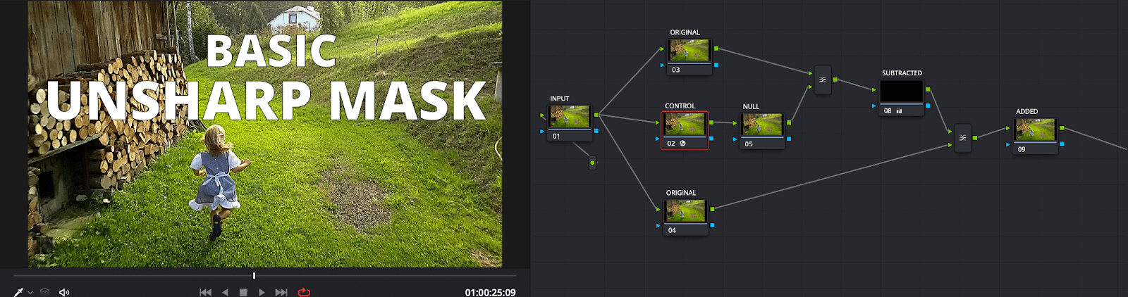 Node tree for a simple unsharp mask operation