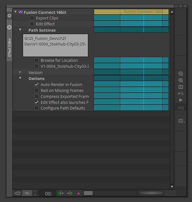 The Fusion Connect effect editor.