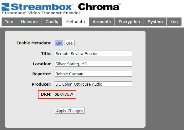 Streambox Metadata
